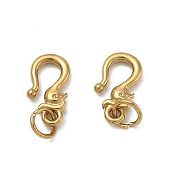 Real 18K Gold Plated 304 Stainless Steel S-Hook Clasps, with Jump Ring, Ion Plating(IP), Long-Lasting Plated, Real 18K Gold Plated, 10x6x5mm, Hole: 3mm