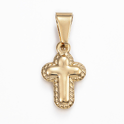 Золотой 304 подвески из нержавеющей стали, крестик, золотые, 20x13x3 мм, отверстие : 7x4 мм