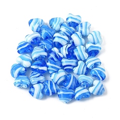 Озёрно--синий Бусы лэмпворк ручной работы, сердце, Плут синий, 14~16x14.5~15.5x9~10 мм, отверстие : 1.2~1.5 мм, около 35 шт / нитка, 18.11'' (46 см)