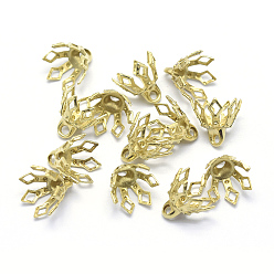 Raw(Unplated) Brass Bead Caps, Lead Free & Cadmium Free & Nickel Free, Multi-Petal, Raw(Unplated), 7x8x7mm, Hole: 1.5mm