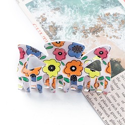 Оранжевый Заколки для волос из ПВХ с цветочным узором, для женщин девушек, прямоугольные, оранжевые, 47x86x45 мм