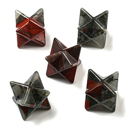 Bloodstone Natural African Bloodstone Beads, No Hole/Undrilled, Merkaba Star, 25x25x25mm