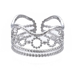 Нержавеющая Сталь Цвет Не тускнеет 304 кольцо из нержавеющей стали с открытым манжетным кольцом, массивное полое кольцо для женщин, цвет нержавеющей стали, размер США 6 3/4 (17.1 мм)