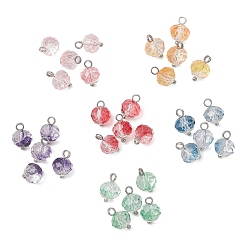 (52) Непрозрачная лаванда 6подвески из стекла градиентного цвета, шарм рондель, с железными бусинами и латунными петлями, граненые, разноцветные, 11x8 мм, отверстие : 2 мм