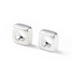 Серебро Сплавочные бусины, долговечный, квадратный, серебряные, 3.5x3.5x2 мм, отверстие : 2 мм