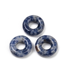 (306FM) Жонкиль матовый с лаймовой подкладкой Натуральные синие пятна яшмы подвески, подвески в виде пончиков/пи-дисков, 15x5 мм, отверстие : 6 мм