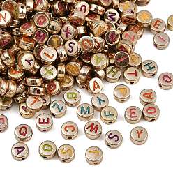 пшеница Непрозрачные акриловые бусины, плоские круглые с буквы, цвет пшеницы, 7x3.5 мм, отверстие : 1.5 мм, Около 3600 шт / 500 г