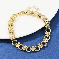 Золотой 304 из нержавеющей стали ссылку цепи браслеты, плоско-круглые, ионное покрытие (ip), золотые, 6-3/4 дюйм (17.3 см)