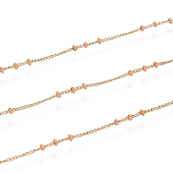 Коралловый Ионное покрытие (ip) 304 бордюрные цепи из нержавеющей стали, спутниковые сети, с эмалью и катушкой, пайки, долговечный, реальный 18 k позолоченный, коралл, 1.5x1x0.1 мм, около 32.8 футов (10 м) / рулон