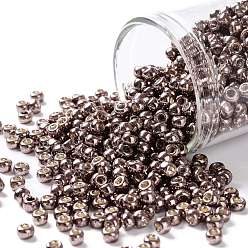 (PF556) PermaFinish Mauve Metallic TOHO Round Seed Beads, Japanese Seed Beads, (PF556) PermaFinish Mauve Metallic, 8/0, 3mm, Hole: 1mm, about 222pcs/bottle, 10g/bottle