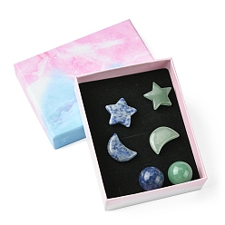 Смешанные камни Лечебные лунные, звездные и круглые украшения из натуральных драгоценных камней, Украшения из камня с энергией Рейки, 16~20x14~20 мм