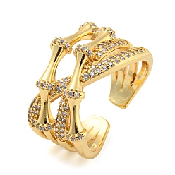 Plaqué 18K Or Véritable Bague de manchette ouverte en laiton en forme de croix, micro pavé de zircone cubique, plaqué longue durée, sans cadmium et sans plomb, réel 18 k plaqué or, taille us 9 1/2 (19.3 mm)