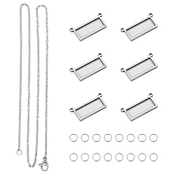 Stainless Steel Color 304 Stainless Steel Cable Chain Necklace Making, with Jump Rings, Pendant Cabochon Settings, Stainless Steel Color, Necklace: 17.72 inch(45cm), 6pcs/box