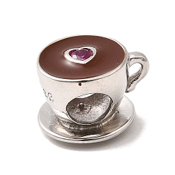 Drink 925 стерлингового серебра эмали европейские шарики, бусины с большим отверстием, пить, 12x10x8.5 мм, отверстие : 4.6 мм