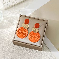 Темно-Оранжевый 3-круглые серьги-гвоздики из сплава, золотые, темно-оранжевый, 60x35 мм