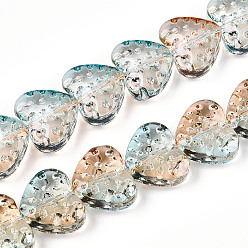 Сэнди Коричневый Стеклянные бусины, сердце, песчаный коричневый, 13x15 мм, отверстие : 1 мм, около 58 шт / нитка, 27.56'' (70 см)