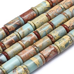 Аква Терра Яшма Натуральные бусины из аква терра яшмы, плоский круглый и столбец, 14x10 мм, 10x2.5 мм, отверстие : 1 мм, около 50 шт / нитка, 15.7 дюйм (40 см)