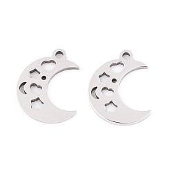 Нержавеющая Сталь Цвет 201 прелести нержавеющей стали, луна, лазерная резка, цвет нержавеющей стали, 13x10x1 мм, отверстие : 1.2 мм