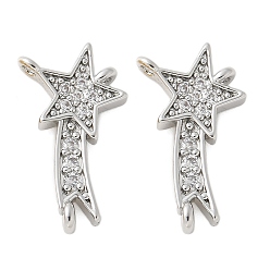 Платина Латунные микро проложить кубического циркония подвески, без кадмия, без никеля и без свинца, звезды прелести, платина, 17.5x8.5x2.5 мм, отверстие : 1 мм