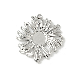 Нержавеющая Сталь Цвет 304 Настройки кабошон из нержавеющей стали кулон, цветочный шарм, цвет нержавеющей стали, лоток : 8 мм, 30x28x2.5 мм, отверстие : 1.8 мм