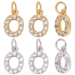 (52) Непрозрачная лаванда 10 шт. 2 цвета латунь микро паве класс ааа кубический цирконий подвески, буква о очарование, без кадмия, без никеля и без свинца, разноцветные, 9x6x1.5 мм, отверстие : 2 мм, 5 шт / цвет