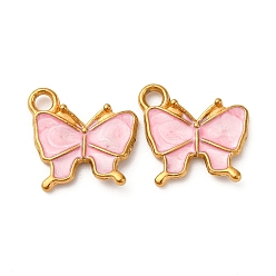 Pink 304 из нержавеющей стали шармы эмали, очарование бабочки, золотые, розовые, 13x13.5x1.5 мм, отверстие : 2 мм