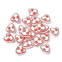 Цветок Фарфоровые эмалевые бусины ручной работы, пастельный фарфор, формы сердца, цветок, 14.5~15x14.5~15x7~8 мм, отверстие : 3~3.3 мм