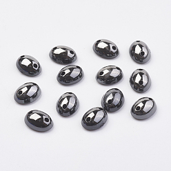 Dark Gray Sew on Rhinestone, Taiwan Acrylic Rhinestone, Two Holes, Garments Accessories, Oval Dome, Dark Gray, 8x6x3.5mm, Hole: 1mm