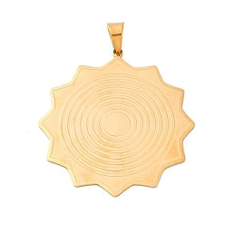 Солнце 304 из нержавеющей стали большие кулоны, ионное покрытие (ip), золотые, солнце, 66x62x1.5 мм, отверстие : 10.5x7 мм