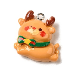 Other Animal Подвески rsin на рождественскую тематику, с платиновым железом, лось, 24x22.5x9 мм, отверстие : 2 мм