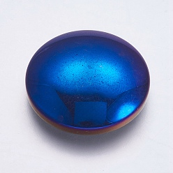 Blue Plated Electroplate Non-magnetic Synthetic Hematite Cabochons, Flat Round, Blue Plated, 20x5.5mm