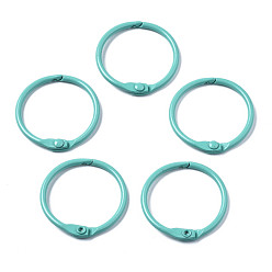 Turquoise Spray Painted Iron Split Key Rings, Ring, Turquoise, 30x4mm