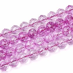 Камелия Хрустящие прозрачные стеклянные бусины нити, круглые, граненые, камелия, 7.5~8 мм, отверстие : 1~1.2 мм, около 52~53 шт / нитка, 14.76~15.35 дюйм (37.5~39 см)