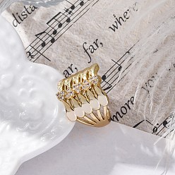 Настоящее золото 18K Кольца-манжеты из латуни с микропаве, прозрачные кубические циркония, кольца в форме сердца для женщин, долговечный, стойки покрытие, не содержит кадмия и углеводов, реальный 18 k позолоченный, регулируемый, 17 мм