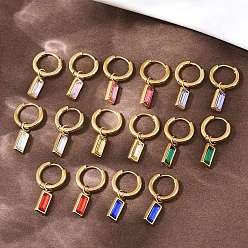 (52) Непрозрачная лаванда 304 прямоугольные серьги-кольца из нержавеющей стали, со стеклянными бусинами, ионное покрытие (ip), разноцветные, разноцветные, 21.5x4.5 мм