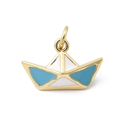 Настоящее золото 18K Латунь эмаль подвески, подвески для лодок, с целью перехода в кольце, стойки покрытие, долговечный, без свинца и без кадмия, реальный 18 k позолоченный, 10.5x16.5x7.5 мм, отверстие : 3.5 мм