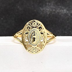 Настоящее золото 18K Латунные кольца-манжеты для женщин, Дева Мария Гваделупская, реальный 18 k позолоченный, 15.5 мм