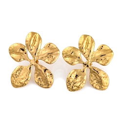 Золотой 304 серьги-гвоздики из нержавеющей стали для женщин, пятилепестковый цветок, золотые, 35x40 мм