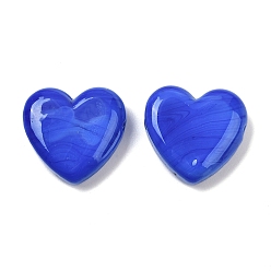 Средно-синий Бусины лэмпворк , сердце, светло-синий, 19~19.5x20x6.5~7 мм, отверстие : 1.6 мм