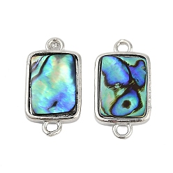 Rectangle Латунные подвески-соединители из натуральной пауа-ракушки, платина, прямоугольные, 22x12x3.5 мм, отверстие : 2 мм