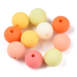 (52) Непрозрачная лаванда Прорезиненные бусины с имитацией силикона и акрила, круглые, разноцветные, 10x9 мм, отверстие : 1.8 мм