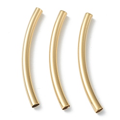 Настоящее золото 24K Бисера латунной трубки, долговечный, изогнутые бусины, трубка, реальный 24 k позолоченный, 35x3 мм, отверстие : 2 мм