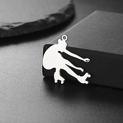 Нержавеющая Сталь Цвет Шкентели нержавеющей стали, девушка на коньках, цвет нержавеющей стали, 24x26 мм