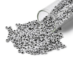 (820) Black Lined Grey Ceylon Pearl Тохо 8/0 круглые бусины, японский бисер, (820) серый цейлонский жемчуг с черной подкладкой, 3 мм, отверстие : 1 мм, Около 222 шт / 10 г