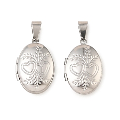 Нержавеющая Сталь Цвет 316 подвески из нержавеющей стали Locket, овал с подвеской в виде сердца, с 304 защелкой из нержавеющей стали на поручнях, цвет нержавеющей стали, 24x16x6 мм, отверстие : 7x3 мм, внутренний диаметр: 14.5x10.5 мм