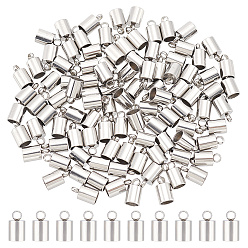 Stainless Steel Color 304 Stainless Steel Cord Ends, End Caps Glue in Barrel End Caps, Cord Finding for Kumihimo Jewelry Making, Stainless Steel Color, 10x5mm, Hole: 2mm, Inner Diameter: 4mm, 100pcs/box