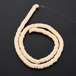 Bisque Handmade Polymer Clay Beads Strands, for DIY Jewelry Crafts Supplies, Heishi Beads, Disc/Flat Round, Bisque, 6x0.5~1mm, Hole: 1.8mm, about 320~447pcs/strand, 15.75 inch~16.14 inch(40~41cm)