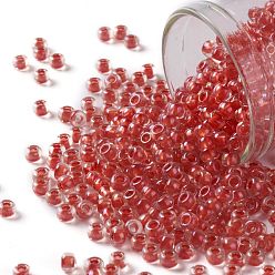 (185) Inside Color Luster Crystal Coral Toho runde Rocailles, japanische Rocailles, (185) Innenfarbe Glanz Kristallkoralle, 8/0, 3 mm, Bohrung: 1 mm, über 222pcs / Flasche, 10 g / Flasche
