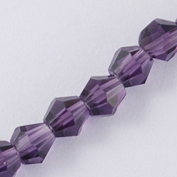 Purple Imitation Austrian Crystal 5301 Bicone Beads, Faceted Glass Beads Strands, Purple, 2x3mm, Hole: 0.5mm, about 160~180pcs/strand, 16.54 inch~17.32 inch(42~44cm)