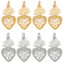 (52) Непрозрачная лаванда 8 шт. 2 подвески из кубического циркония с покрытием из латуни с цветным покрытием, без свинца и без кадмия, долговечный, очарование священного сердца, разноцветные, 22x12.5x3 мм, отверстие : 3.5 мм, 4 шт / цвет